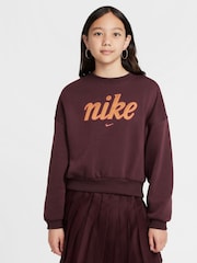 Бургундский - Толстовка Nike Club Fleece Boxy Sweatshirt - Image 1 of 4