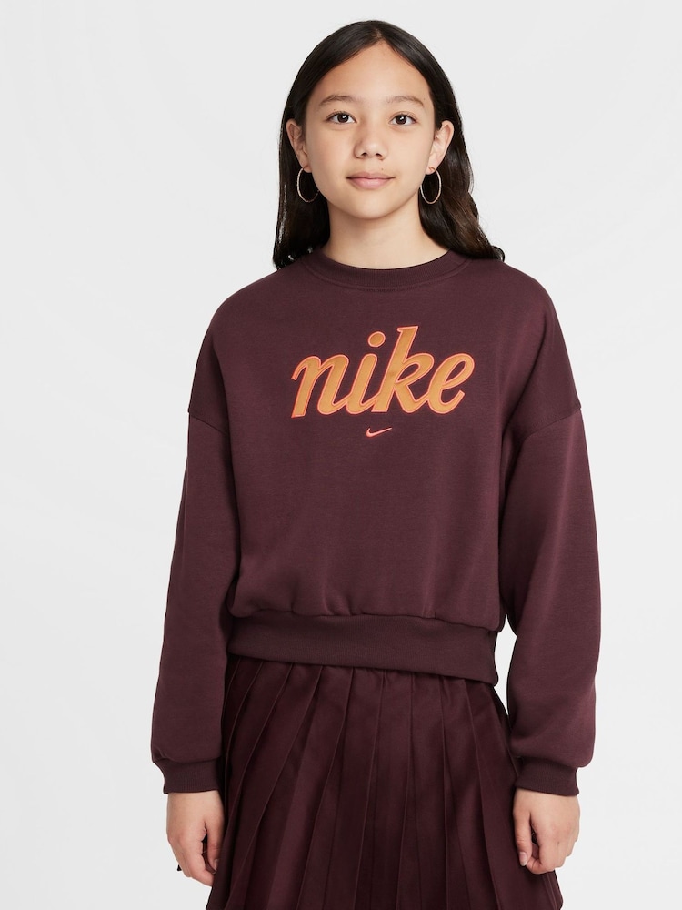 Бургундский - Толстовка Nike Club Fleece Boxy Sweatshirt - Image 1 of 4