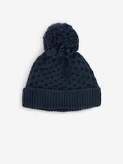 Navy Blue Baby Waffle Pom Hat (0mths-2yrs) - Image 1 of 2