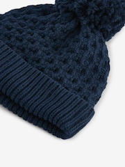 Navy Blue Baby Waffle Pom Hat (0mths-2yrs) - Image 2 of 2