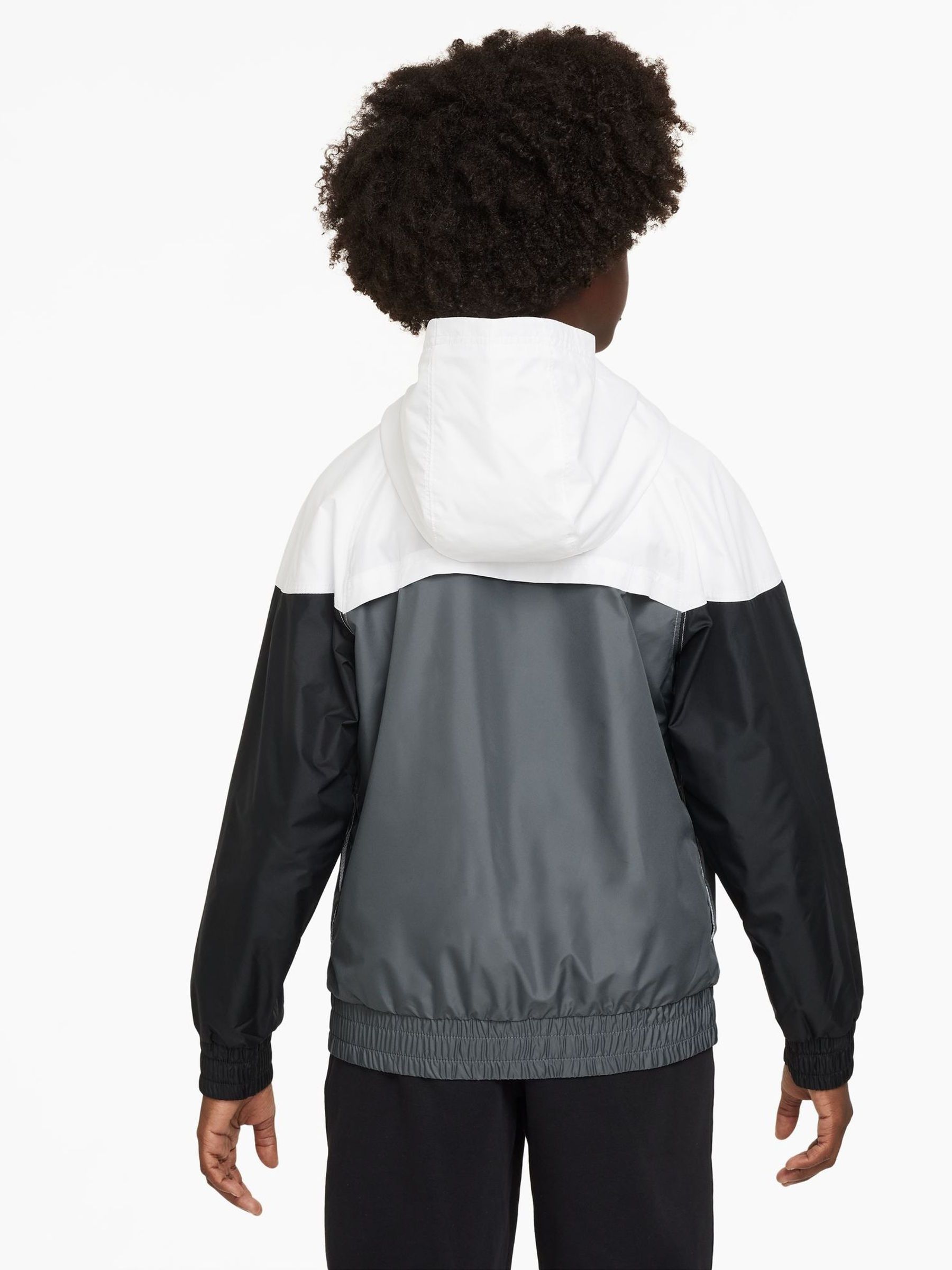 black and white nike windbreaker hoodie