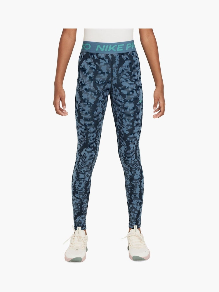 Nike Blue Print Pro Dri-FIT Leggings - Image 1 of 5