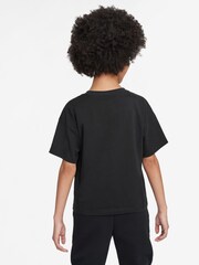 Nike Black Varsity Logo Boxy 100% Cotton T-Shirt - Image 2 of 3