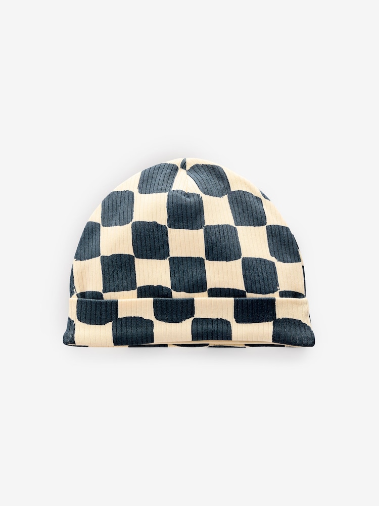 Blue 100% Cotton Jersey Beanie Hats 3 Pack (0-18mths) - Image 4 of 5