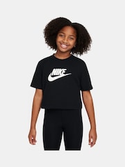 Nike Black Cropped 100% Cotton T-Shirt - Image 1 of 3