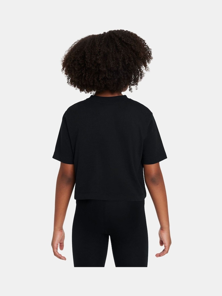 Nike Black Cropped 100% Cotton T-Shirt - Image 2 of 3