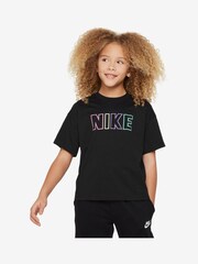 Nike Black Multi Coloured Logo 100% Cotton T-Shirt - Image 1 of 3