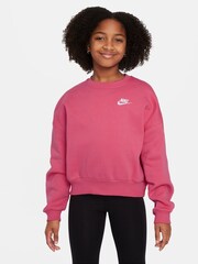 Nike Bright Pink Club Fleece Boxy Crewneck Sweatshirt - Image 1 of 3