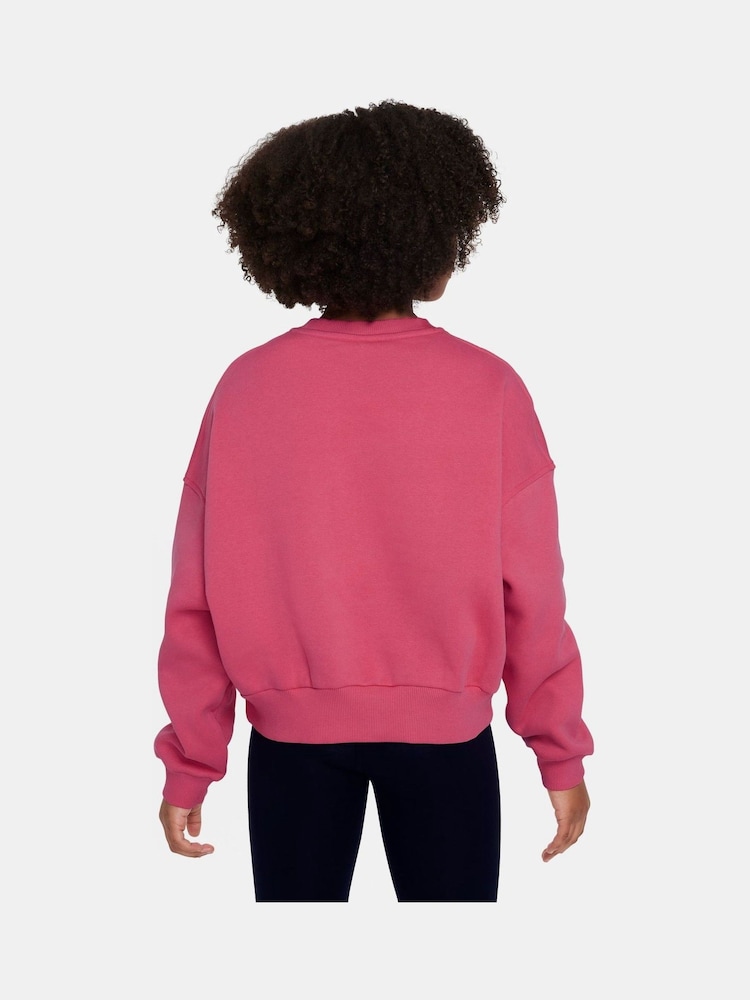 Nike Bright Pink Club Fleece Boxy Crewneck Sweatshirt - Image 2 of 3