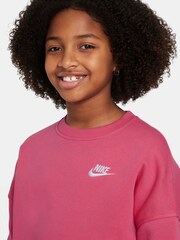 Nike Bright Pink Club Fleece Boxy Crewneck Sweatshirt - Image 3 of 3