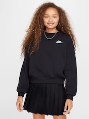 Čierna - Nike Club Fleece Boxy Crewneck Sweatshirt - Obrázok 1 z 3