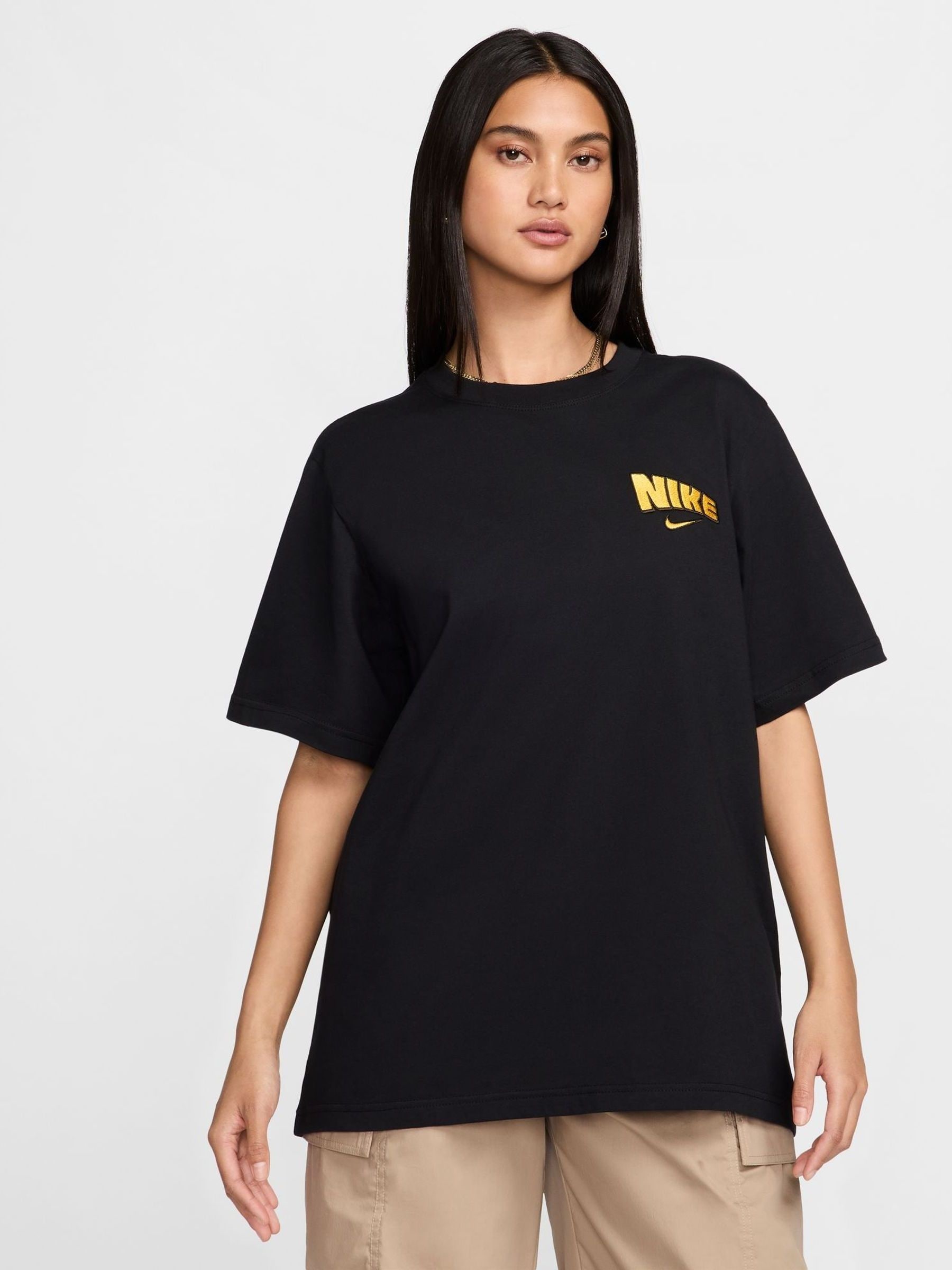Nike black cotton t shirt 2025