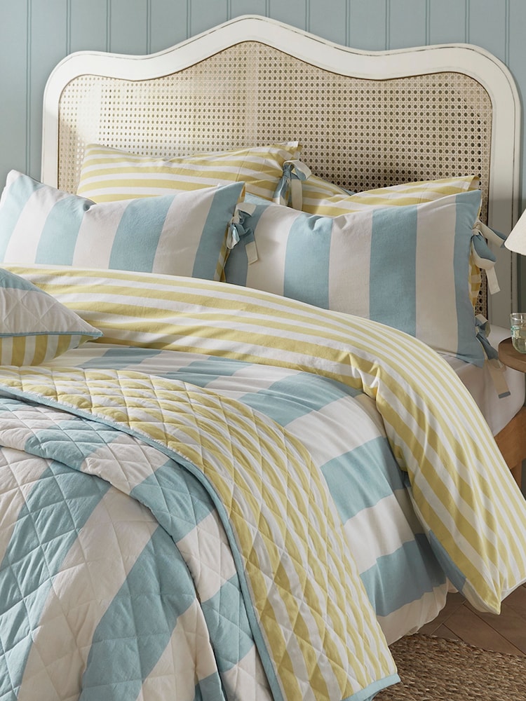 Laura Ashley Set of 2 Seaspray Lille Stripe 100% Cotton Pillowcases - Image 1 of 5