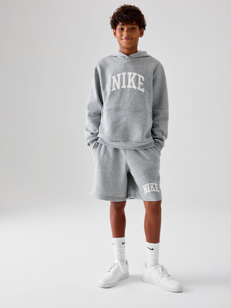 Nike Grey Club Varsity Logo French Terry Hoodie - Image 2 of 5 Nike Grey Club Varsity Logo French Terry Hoodie - Image 2 of 5