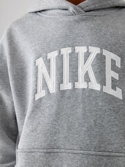 Nike Grey Club Varsity Logo French Terry Hoodie - Image 5 of 5