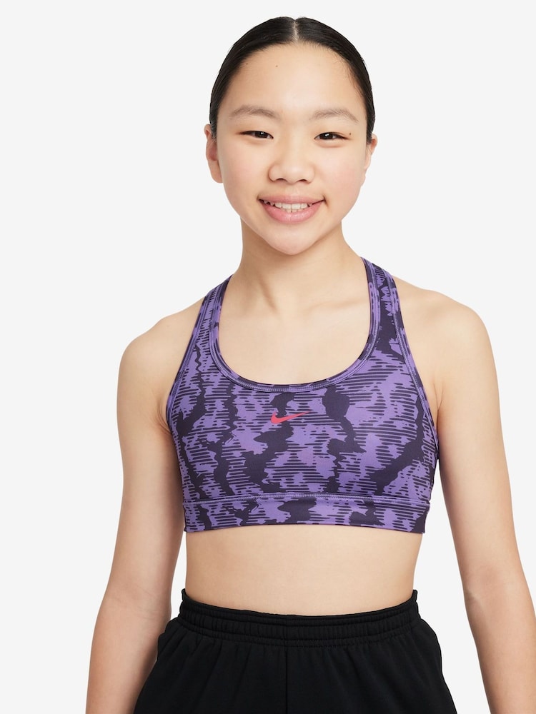 Nike Purple Print Pro Swoosh Reversible All-Over Print Sports Bra - Image 1 of 3