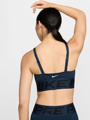 Nike Blue Pro Indy Plunge Medium Support Padded Sports Bra - Image 2 of 8