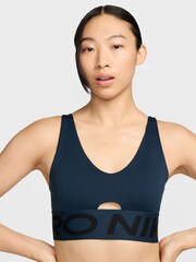 Nike Blue Pro Indy Plunge Medium Support Padded Sports Bra - Image 3 of 8