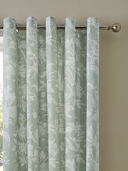Laura Ashley Sage Lloyd Eyelet Lined Curtains - Image 3 of 3