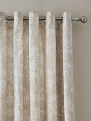 Laura Ashley Natural Lloyd Eyelet Lined Curtains - Image 1 of 2