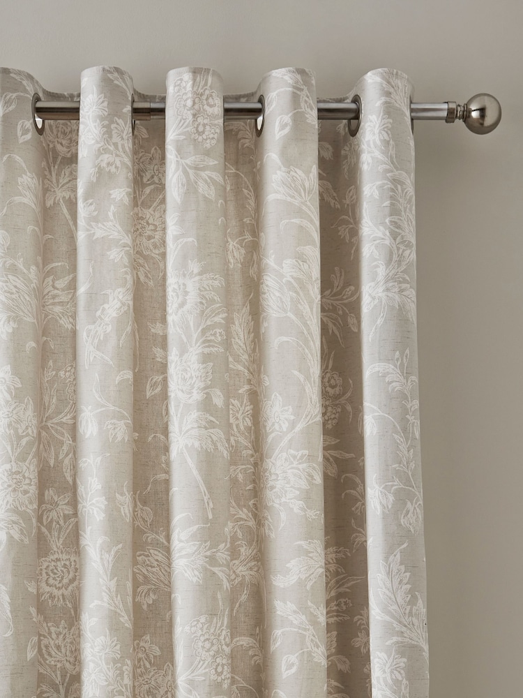 Laura Ashley Natural Lloyd Eyelet Lined Curtains - Image 1 of 2