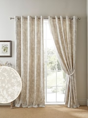 Laura Ashley Natural Lloyd Eyelet Lined Curtains - Image 2 of 2