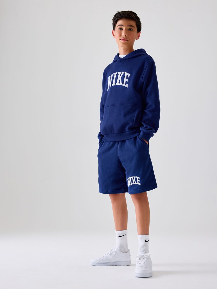 Nike Navy Club Varsity Logo French Terry Hoodie - Image 2 of 7