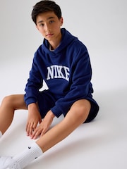 Nike Navy Club Varsity Logo French Terry Hoodie - Image 4 of 7