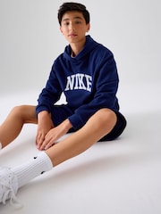 Nike Navy Club Varsity Logo French Terry Hoodie - Image 5 of 7