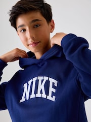 Nike Navy Club Varsity Logo French Terry Hoodie - Image 6 of 7