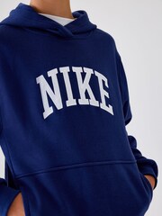 Nike Navy Club Varsity Logo French Terry Hoodie - Image 7 of 7
