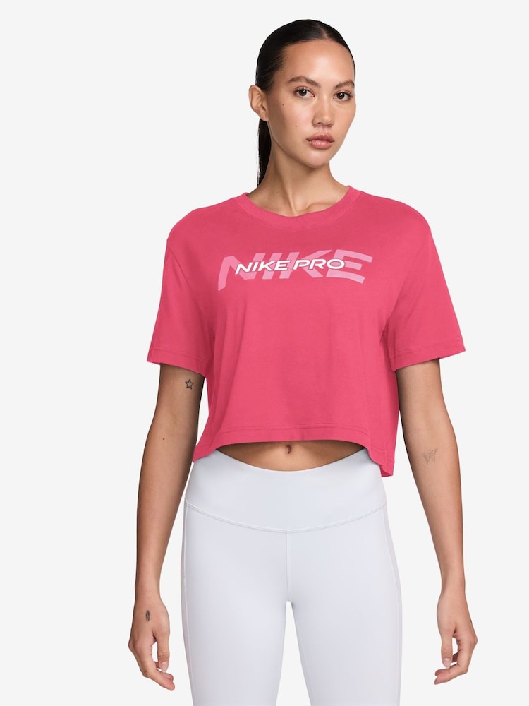 Živo roza - Nike Pro Short-Sleeve Cropped T-Shirt - Slika 1 iz 3