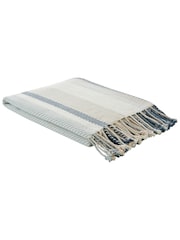 Laura Ashley Seaspray Blue Awning Stripe 100% Cotton Throw - Image 2 of 3
