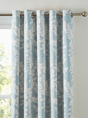 Laura Ashley Seaspray Blue Waxham Eyelet Lined Curtains - Image 1 of 2