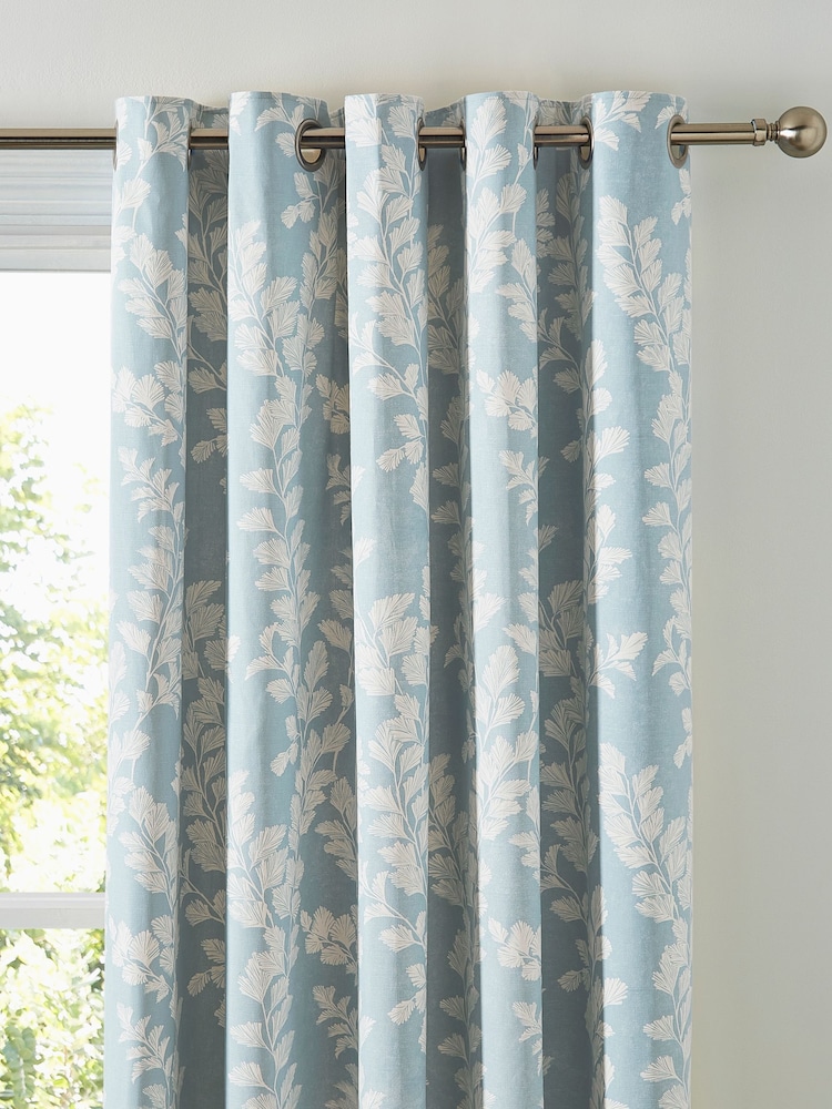 Laura Ashley Seaspray Blue Waxham Eyelet Lined Curtains - Image 1 of 2