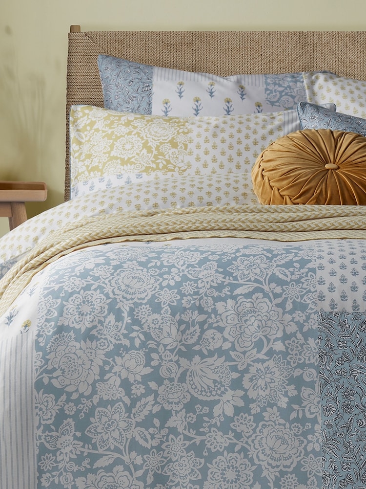 Laura Ashley Set of 2 Pale Seaspray Laurissa Patchwork 100% Cotton Pillowcases - Image 1 of 1