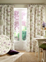 Laura Ashley Purple Gosford 100% Cotton Pencil Pleat Pencil Pleat Curtains - Image 2 of 2