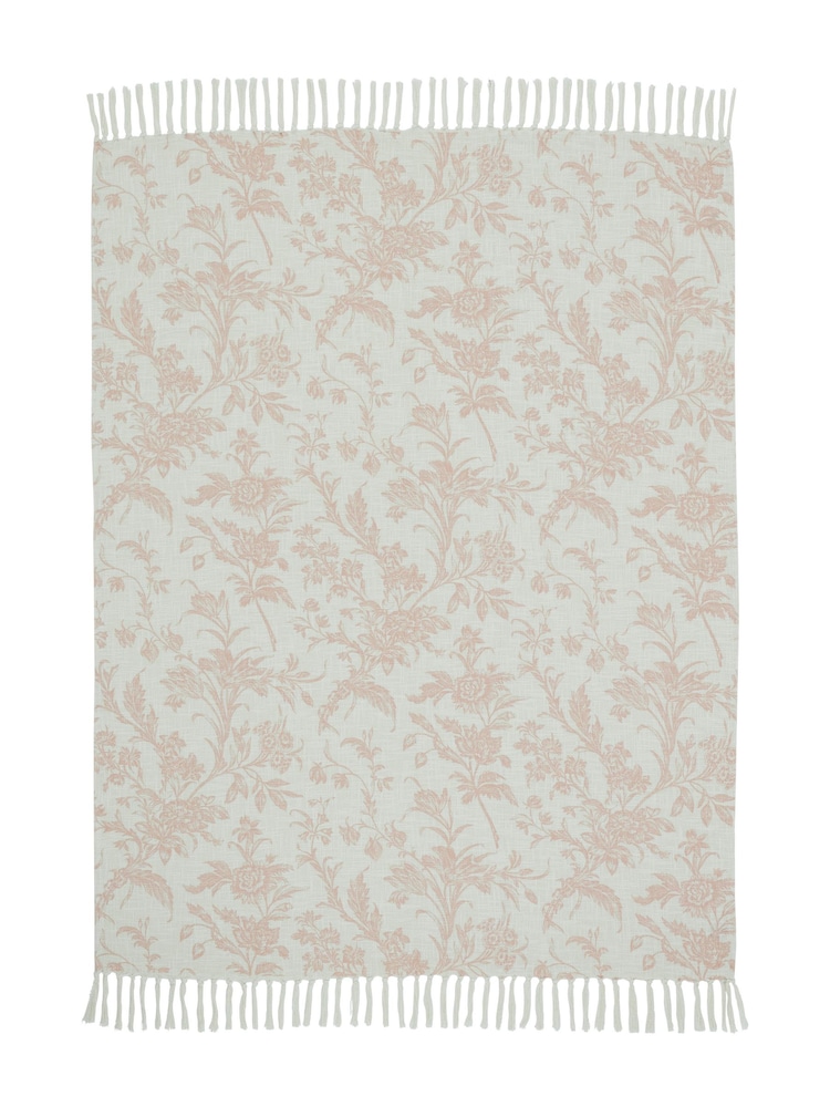 Laura Ashley Plaster Pink Lloyd 100% Cotton Throw - Image 2 of 3