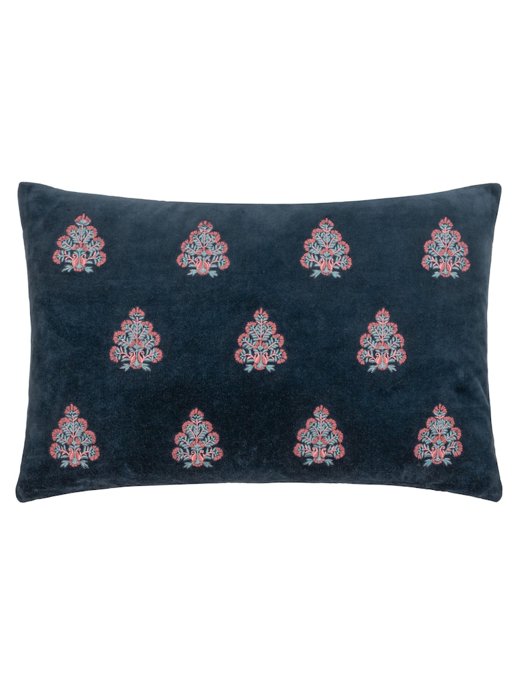 Riva Paoletti Rennes Cotton Velvet Embroidered Cushion - Изображение 1 из 5