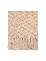 Yard Honey Yellow Saku Blossom Fringed 100% Cotton Throw - Image 1 of 2