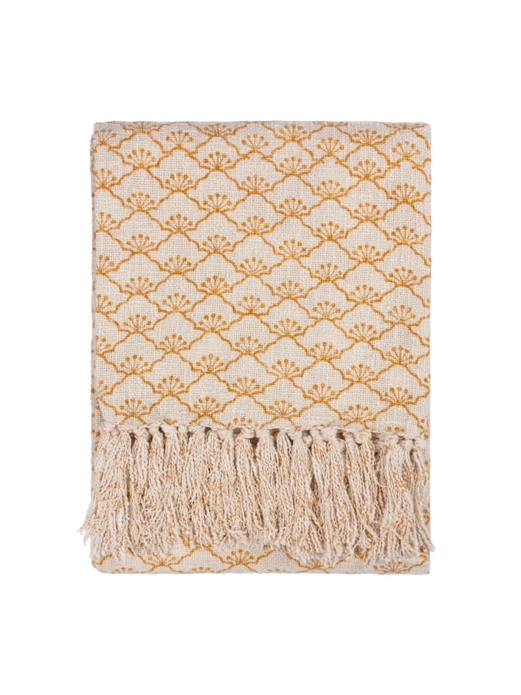 Yard Honey Yellow Saku Blossom Fringed 100% Cotton Throw - Image 1 of 2