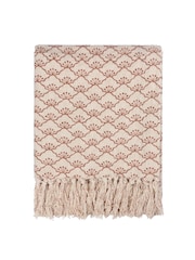 Yard Kilm Red Saku Blossom Fringed 100% Cotton Throw - Image 1 of 2