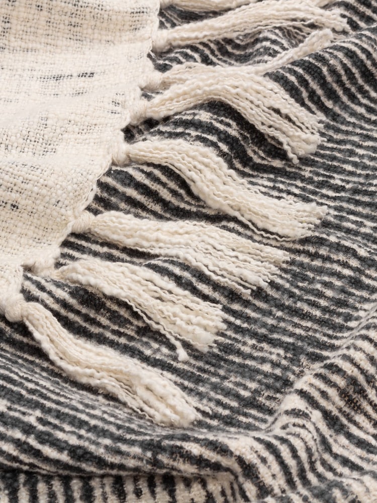 Yard Black Sono Ink Abstract Fringed Throw - Image 2 of 2 Yard Black Sono Ink Abstract Fringed Throw - Image 2 of 2