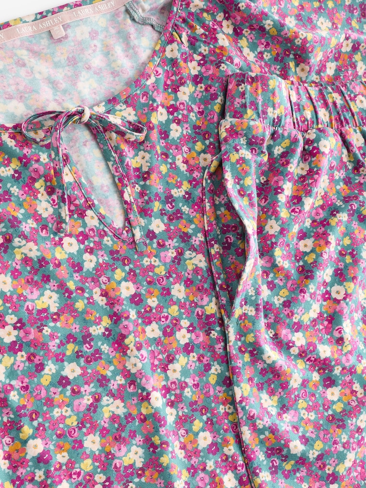 Laura Ashley Green Ditsy Floral Pyjama Shorts Set - Image 10 of 10