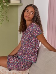 Laura Ashley Green Ditsy Floral Pyjama Shorts Set - Image 3 of 10