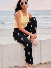 Roman Black Palm Tree Printed Trousers - Image 5 of 5