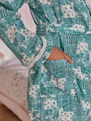 Laura Ashley Green Patchwork Print Textured 100% Cotton Woven Robe - Image 3 of 3