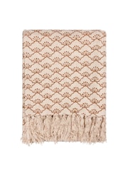 Yard Pecan Brown Saku Blossom Fringed 100% Cotton Throw - Image 1 of 2