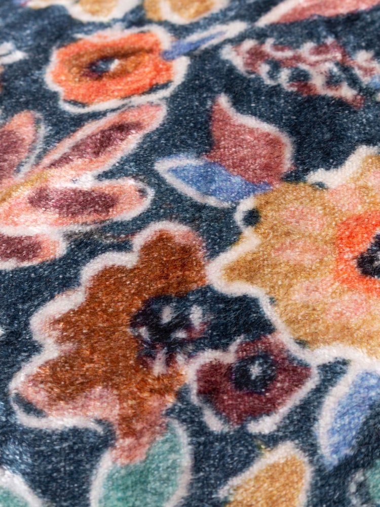 Wylder Tropics Multicolour Aquess Floral Viscose Velvet 100% Cotton Cushion - Image 6 of 6
