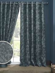 Laura Ashley Midnight Lloyd Eyelet Lined Curtains - Image 1 of 3